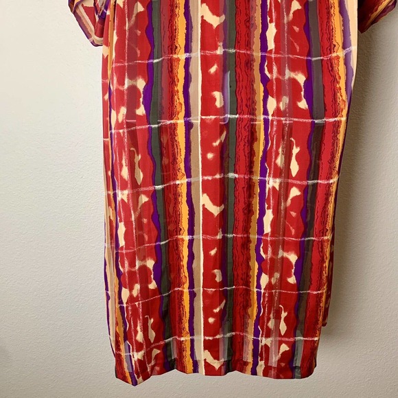 VTG R MICHAEL ALAN Women Robe Size M Kimono Retro Multicolor Belted Chiffon - Picture 8 of 11